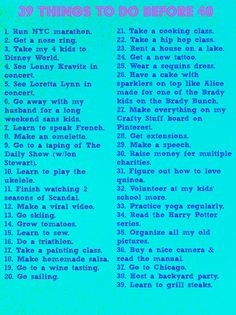 Birthday Bucket List- 39 Things To Do Before I Turn 40 #bucketlist # ...