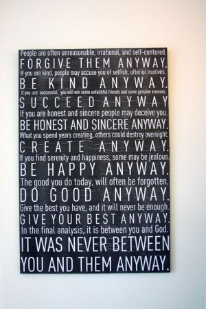 ... Brook created this wall art with Mother Teresa's words - beautiful
