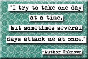 try to take life one day at a time but sometimes several days