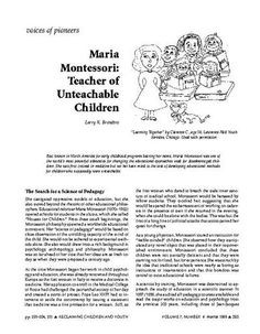Maria Montessori Quotes | Maria Montessori: Teacher of Unteachable ...