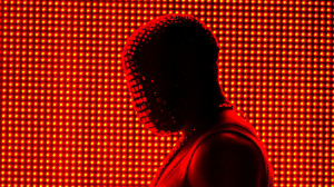 masked Kanye West performs at the 2014 Budweiser Made In America ...