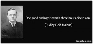 One good analogy is worth three hours discussion. - Dudley Field ...