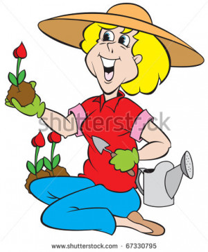 ... cartoon art of a lady planting spring flowers 67330795 Cartoon Lady