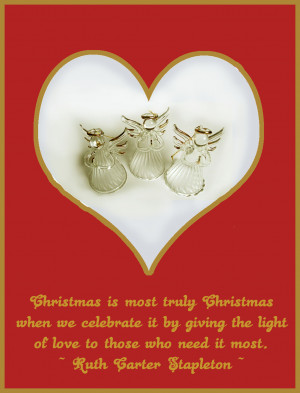 ... Christmas card with glass angels in a heart and a quote of love