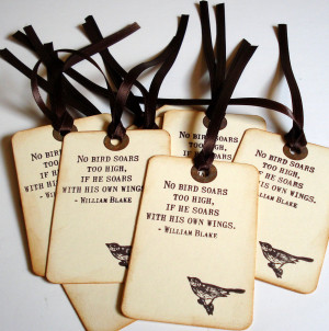 Wedding Wish Tags or Thank You Tags Vintage Style Bird with Soar Quote
