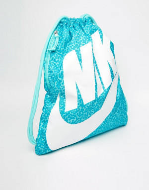 Image 2 of Nike Heritage Gymsack in Turquoise Leopard Print