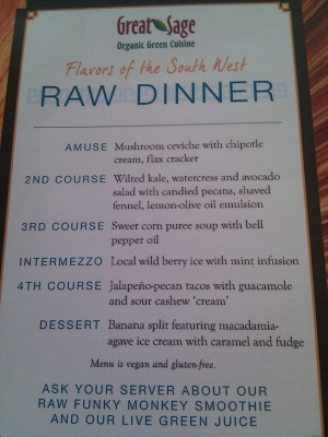 Raw Vegan Dinner at Great Sage