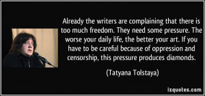 Already the writers are complaining that there is too much freedom ...