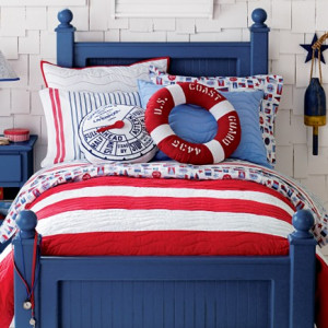 Kids Nautical Red & White Striped Quilt