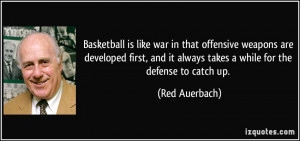 Basketball is like war in that offensive weapons are developed first ...