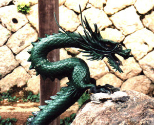 Green dragon in Takayama temple, Japanese Alps.