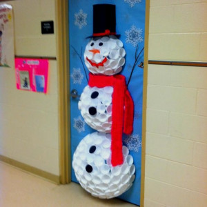 Styrofoam Snowman Door Decoration