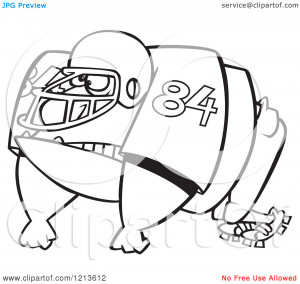 Cartoon of a Black and White Huge American Football Lineman Player ...