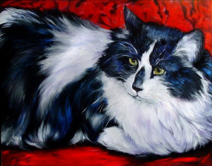 Tuxedo Cat Red Tapestry Quot