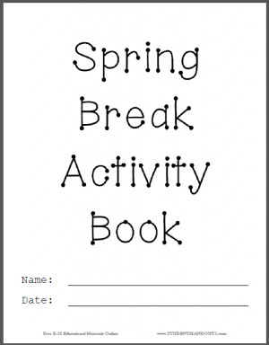 Spring Break Activity Book Cover