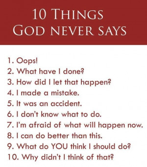 10 things God would NEVER say