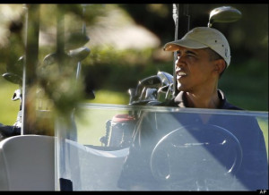 Obama waits for his golf partner in Martha 39 s Vineyard