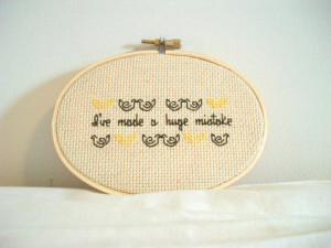... funny, simple cross stitch, minimalist with banana and chicken motif