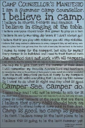 Camp counselor manifesto