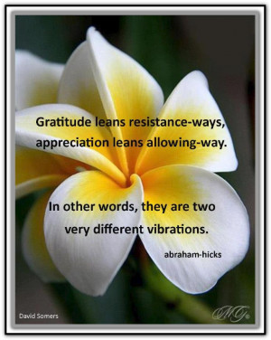 Gratitude leans resistance-ways, appreciation leans allowing-way. In ...