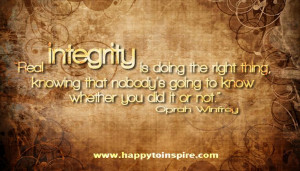 Oprah's Quote on Integrity! :)