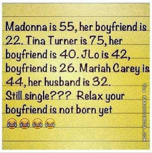 Madonna is 55, her boyfriend is 22. Tina Turner is 75, her boyfriend ...