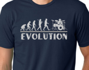 Drummer Evolution T-shirt music hum or Drums tee ...