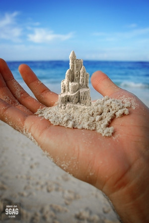 beach, castle, sand, sea