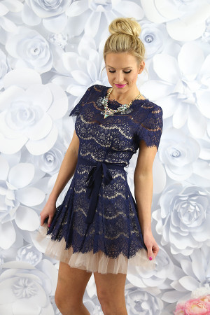 Over Achiever Dress in Navy