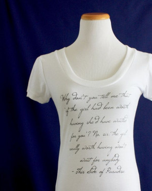 This Side of Paradise Quote Tshirt - Women's White Shirt- F. Scott ...