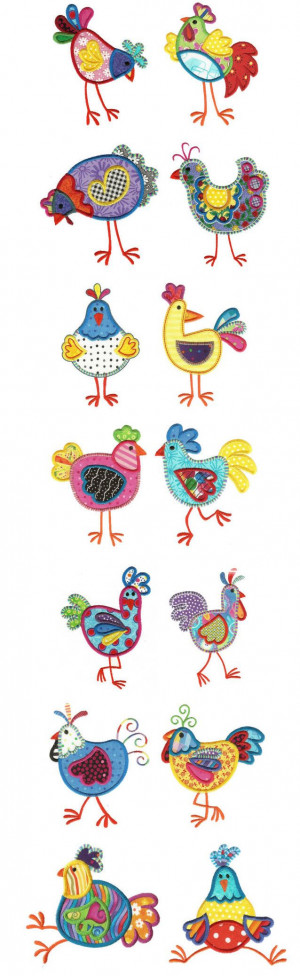 ... Embroidery Designs | Funky Chickens Applique Ideas for Gelli papers