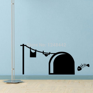 2014 cute cartoon wall stickers home decor mouse hole miki wall quotes ...