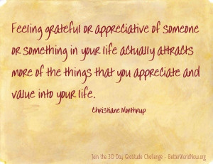 Feeling grateful or appreciative of someone or something in your life ...