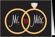 19th Wedding Anniversary, overlapping rings and roses card - Product ...