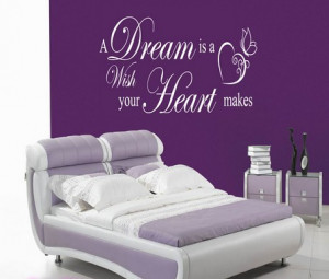 DREAM IS A WISH YOUR HEART WALL ART QUOTE STICKER - BEDROOM LOUNGE ...