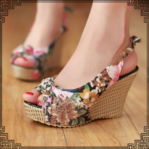 2014 summer fashion sexy open toe platform wedges shoes high heels