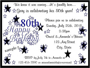 net birthday party 80th birthday party invitation wording ideashtml