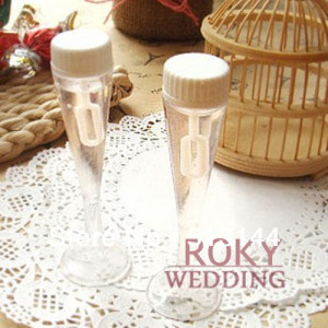 Free Shipping! 24pcs/lot! Champagne Glass Wedding Bubble Bottle Favors ...