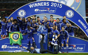 Chelsea celebrates its first trophy since the Europa League in 2013.