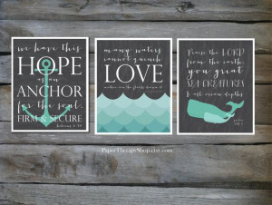 Nautical Prints based on Bible verses, Water, WHALE, and ANCHOR 8x10 ...