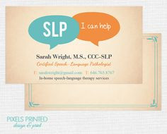 speech language pathologist business cards, SLP business cards More