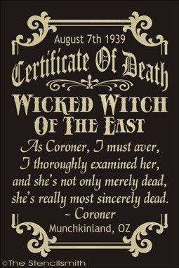 Certificate Of Death Wicked Witch | Halloween - Witches