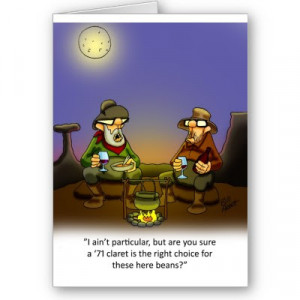 Funny Cowboy Claret Beans Joke Cartoon - I ain't particular, but are ...
