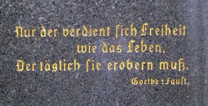 Goethe Schiller statue in the German Cultural Garden in Cleveland Ohio