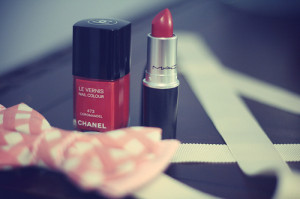 chanel, cute, lipstick, mac, make up, makeup, nail polish, red