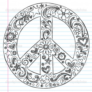 Hand-Drawn Sketchy Doodle Peace Sign - Stock Illustration