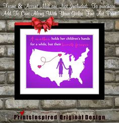 Gift For Mom Birthday Distance Map Hearts Quotes Home Decor Wall Art ...