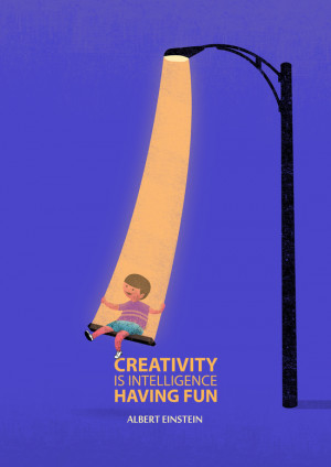 Creativity Is Intelligence Having Fun- Albert Einstein Quote Art Print
