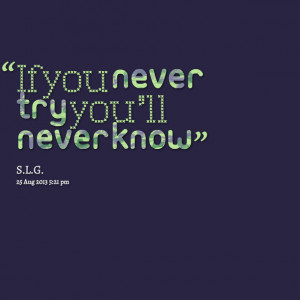 Quotes Picture: if you never try you'll never know