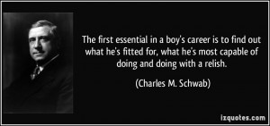 The first essential in a boy's career is to find out what he's fitted ...